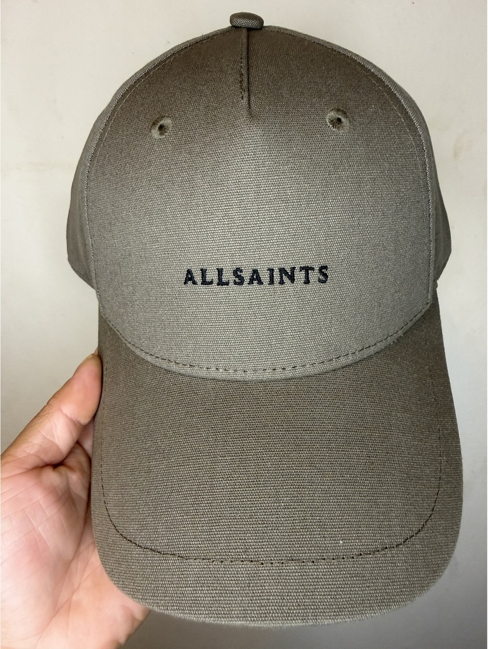 AllSaints Logo Baseball Cap in Olive Green